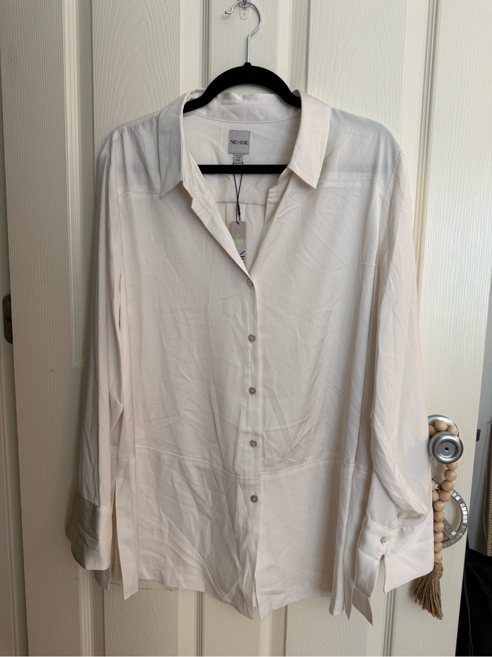NIC+ZOE Ivory Button-Front Blouse NWT